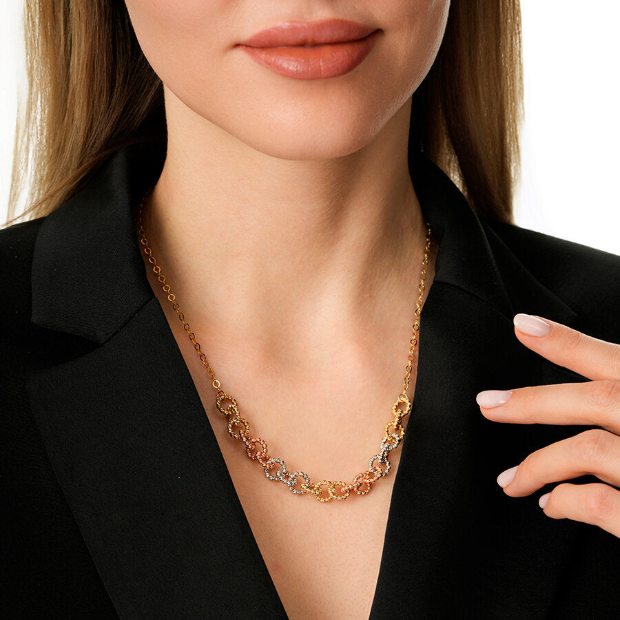Dreifarbiges Perlenkette aus Gold