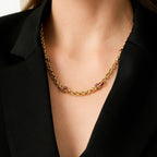 Fuchsia-Grobe-Gliederkette aus Gold