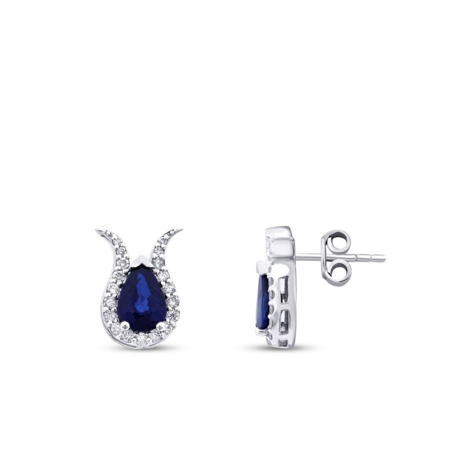 0,82 ct. Diamant Tropfen Saphir Ohrringe