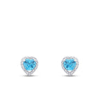 1,28 ct. Diamant Blauer Topas Herzförmig Ohrringe
