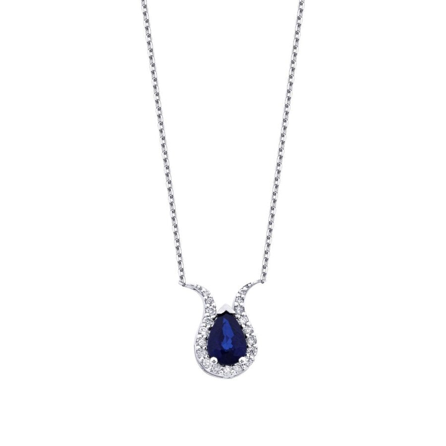 0,97 ct. Diamant Saphir Tropfen Halskette
