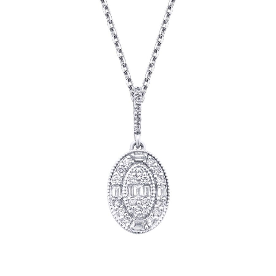 0,21 ct. Diamant Baguette Halskette