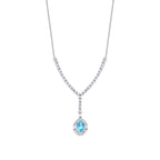 0,98 ct. Diamant Blauer Topas Baguette Halskette