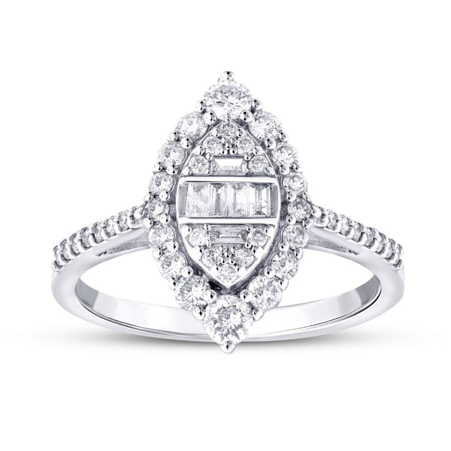 0,65 ct. Diamant Baguette Tropfen Ring