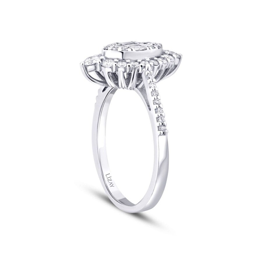 0,65 ct. Diamant Baguette Tropfen Ring