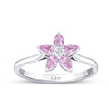 0,56 ct. Diamant Pink Saphir Blume Ring