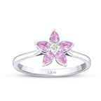0,56 ct. Diamant Pink Saphir Blume Ring