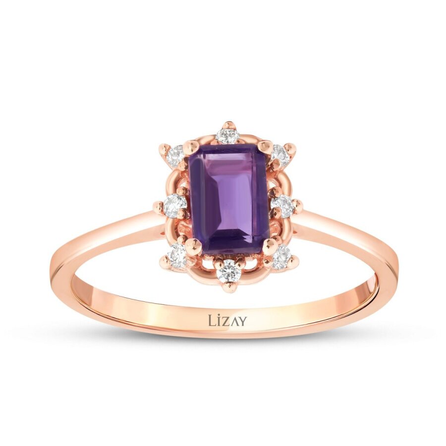 0,62 ct. Diamant Smaragd Amethyst Ring