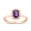 0,62 ct. Diamant Smaragd Amethyst Ring