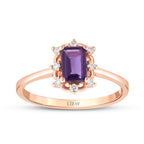 0,62 ct. Diamant Smaragd Amethyst Ring