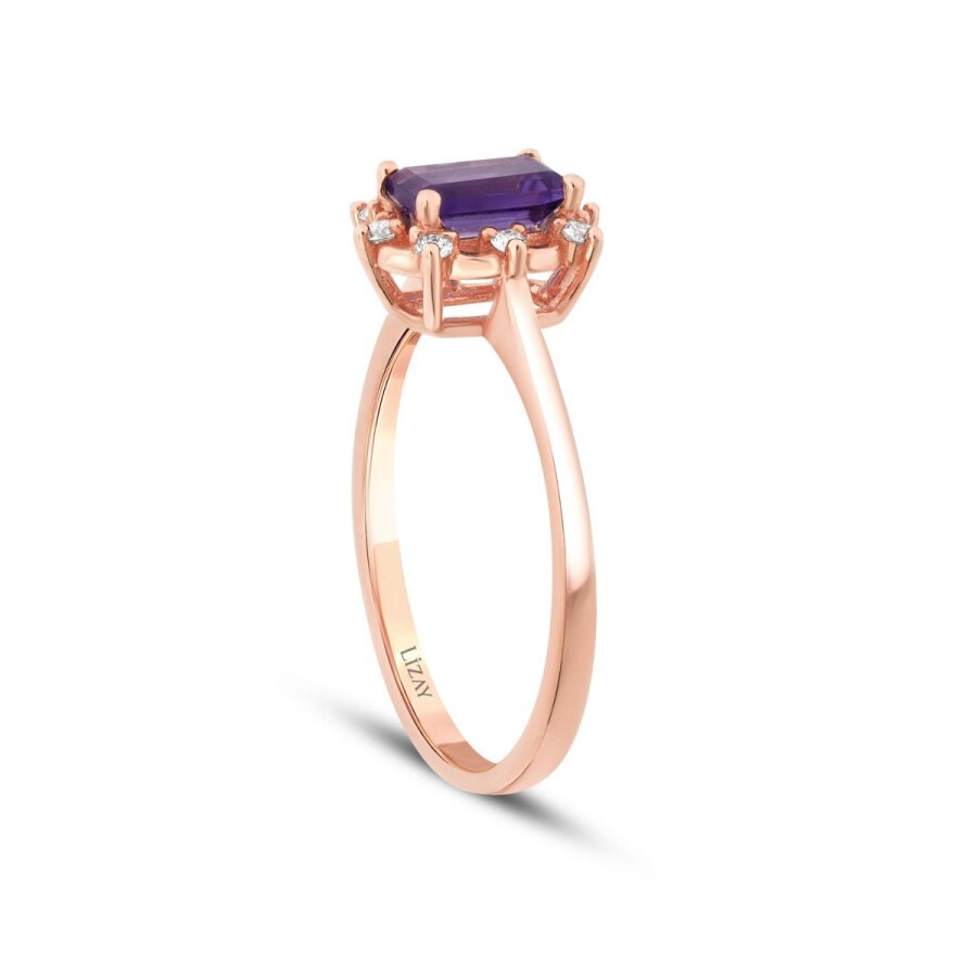 0,62 ct. Diamant Smaragd Amethyst Ring