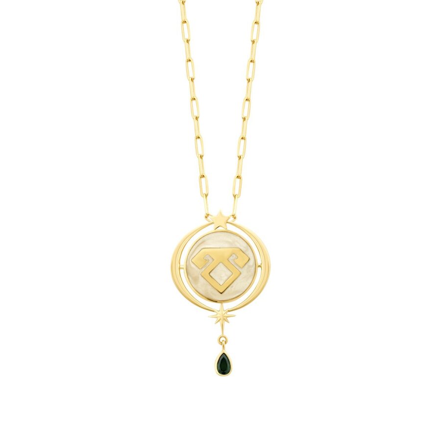 Emaille-Halskette mit Elibelinde-Motiv aus Gold