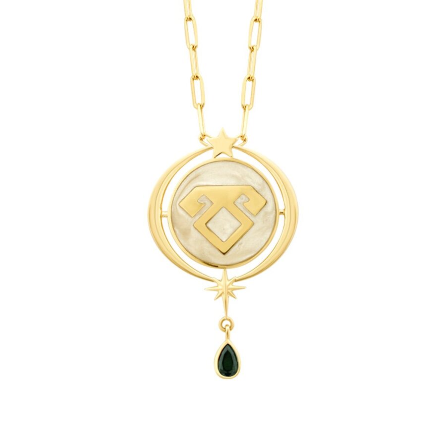 Emaille-Halskette mit Elibelinde-Motiv aus Gold