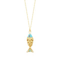 Blau-Emaille-Fisch-Trend-Halskette aus Gold