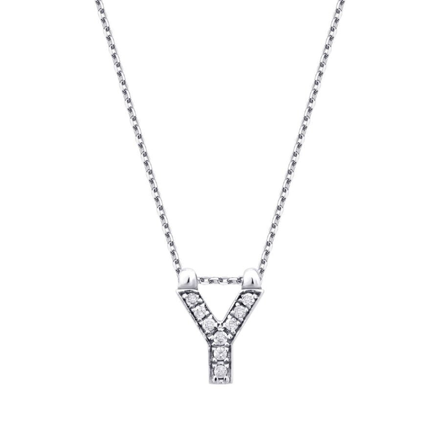 0.05 Karat Diamant Y Buchstabe Halskette