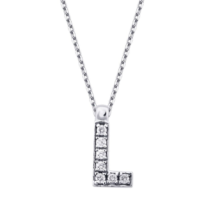 0.05 Karat Diamant L Buchstabe Halskette