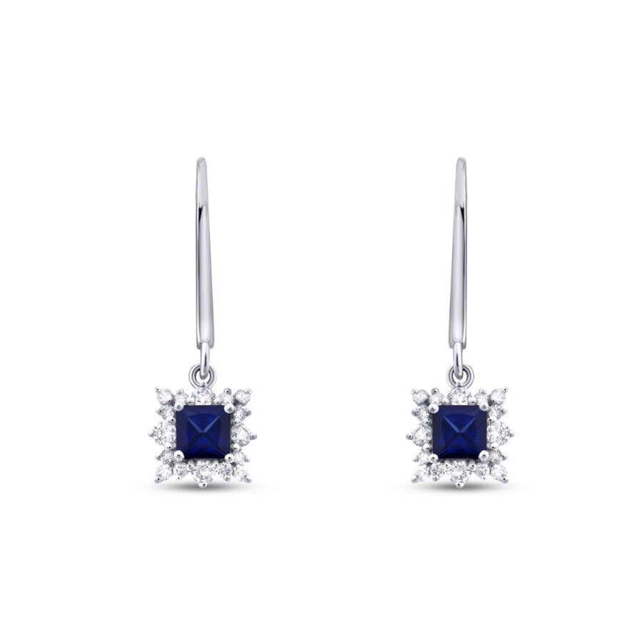 0,80 ct. Diamant Square Saphir Ohrringe
