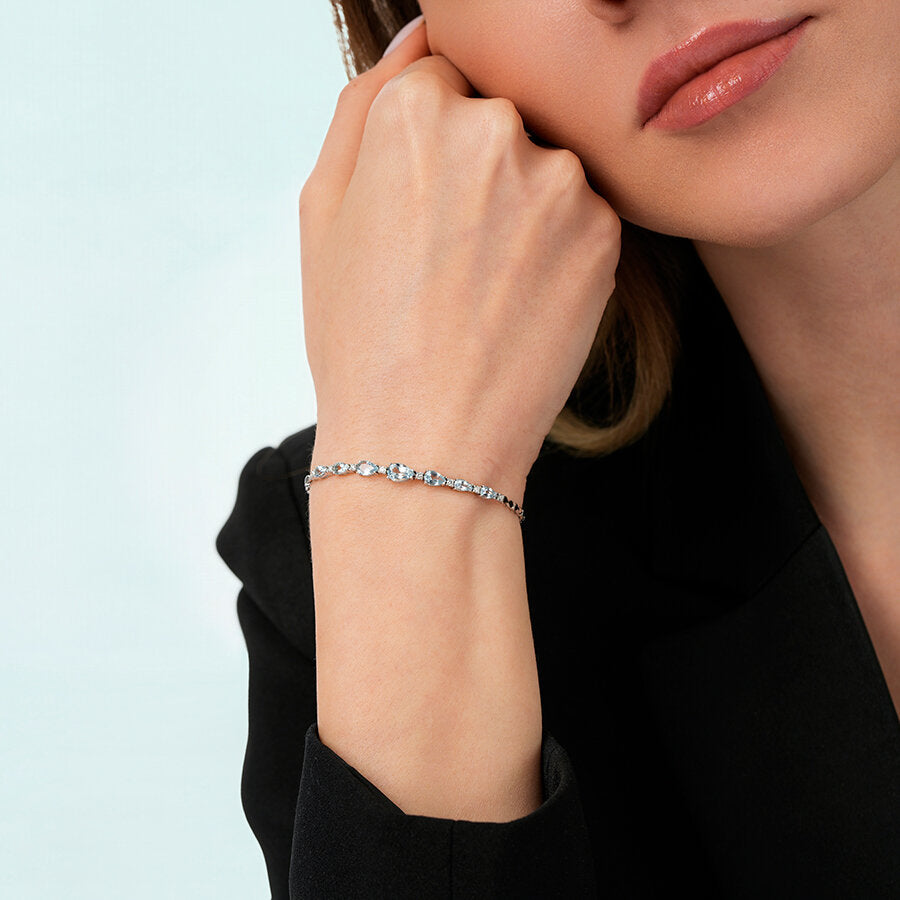 1.99 ct. Diamant Aquamarin Tropfen Armband