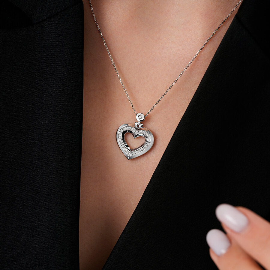 0,25 ct. Diamant Brillant Herz Trend Halskette
