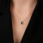 0,97 ct. Diamant Saphir Tropfen Halskette