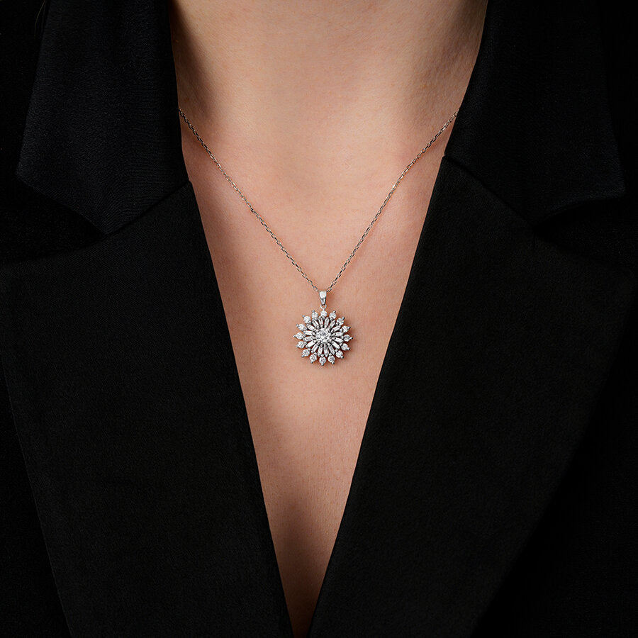 0,97 ct. Diamant Baguette Sonne Halsketten
