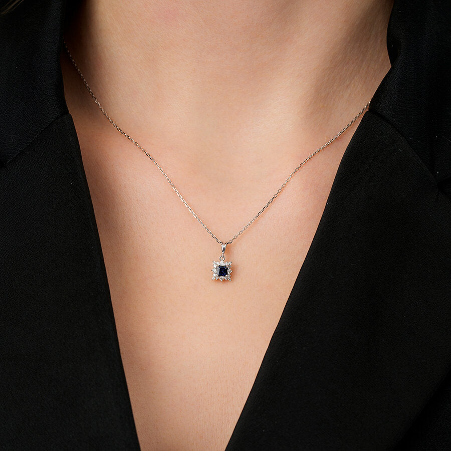 0,38 ct. Diamant Saphir Halskette