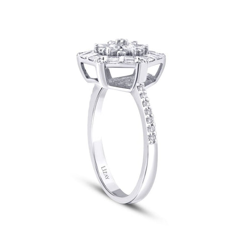 0.43 Karat Diamant Baguette Blume Ring