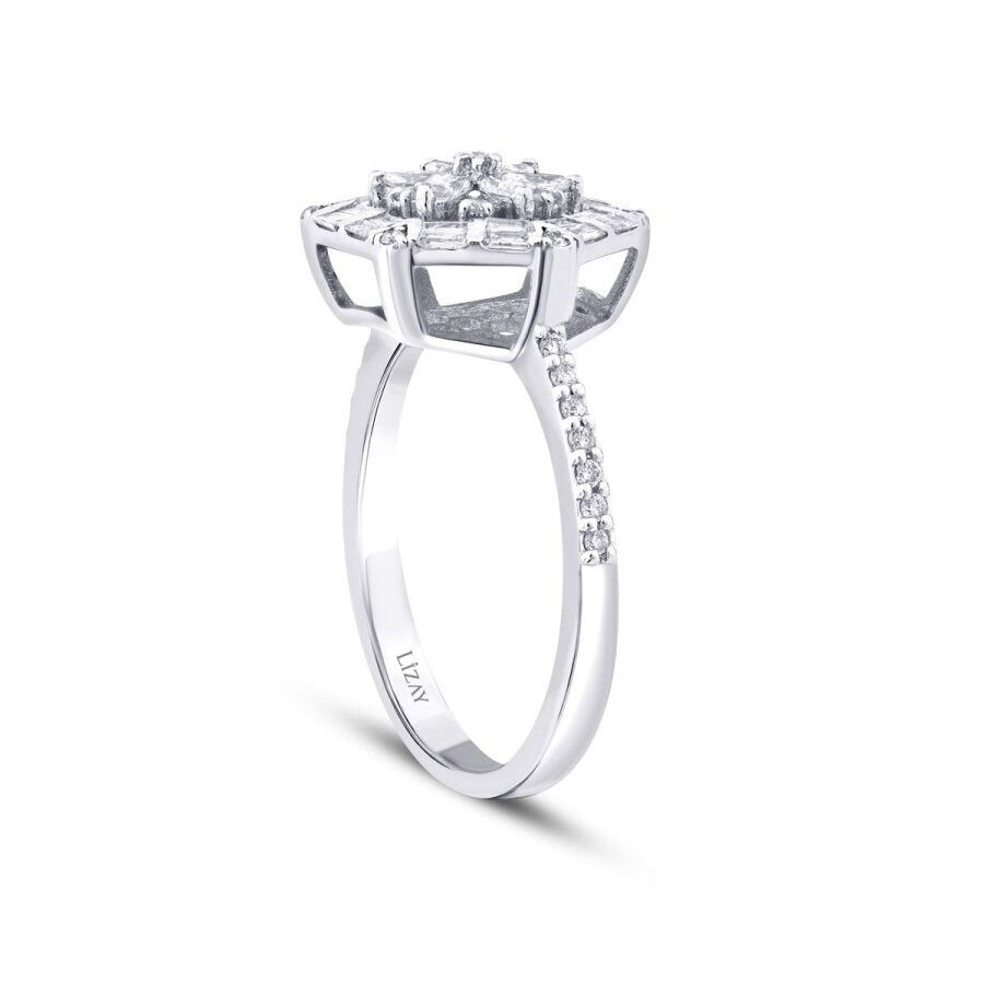 0,43 ct. Diamant Baguette Blume Ring