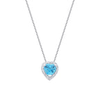 0,61 ct. Diamant Blauer Topas Herz Halskette