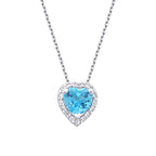 0,61 ct. Diamant Blauer Topas Herz Halskette