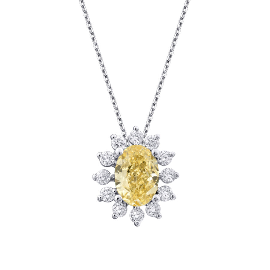 1.51 Karat Diamant Fancy Oval Halskette
