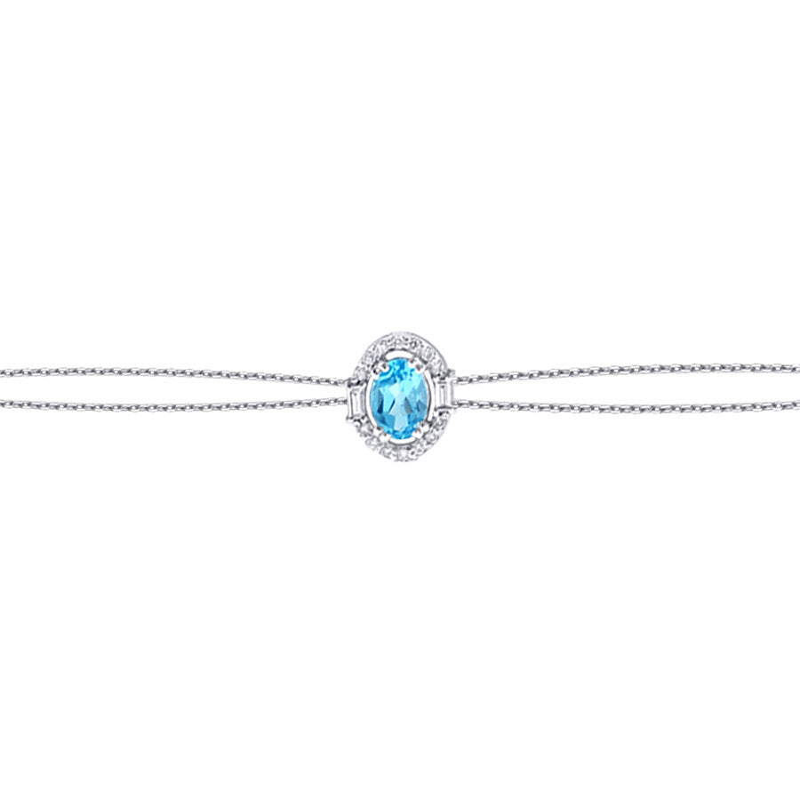 0,63 ct. Diamant Baguette Blauer Topas Armband