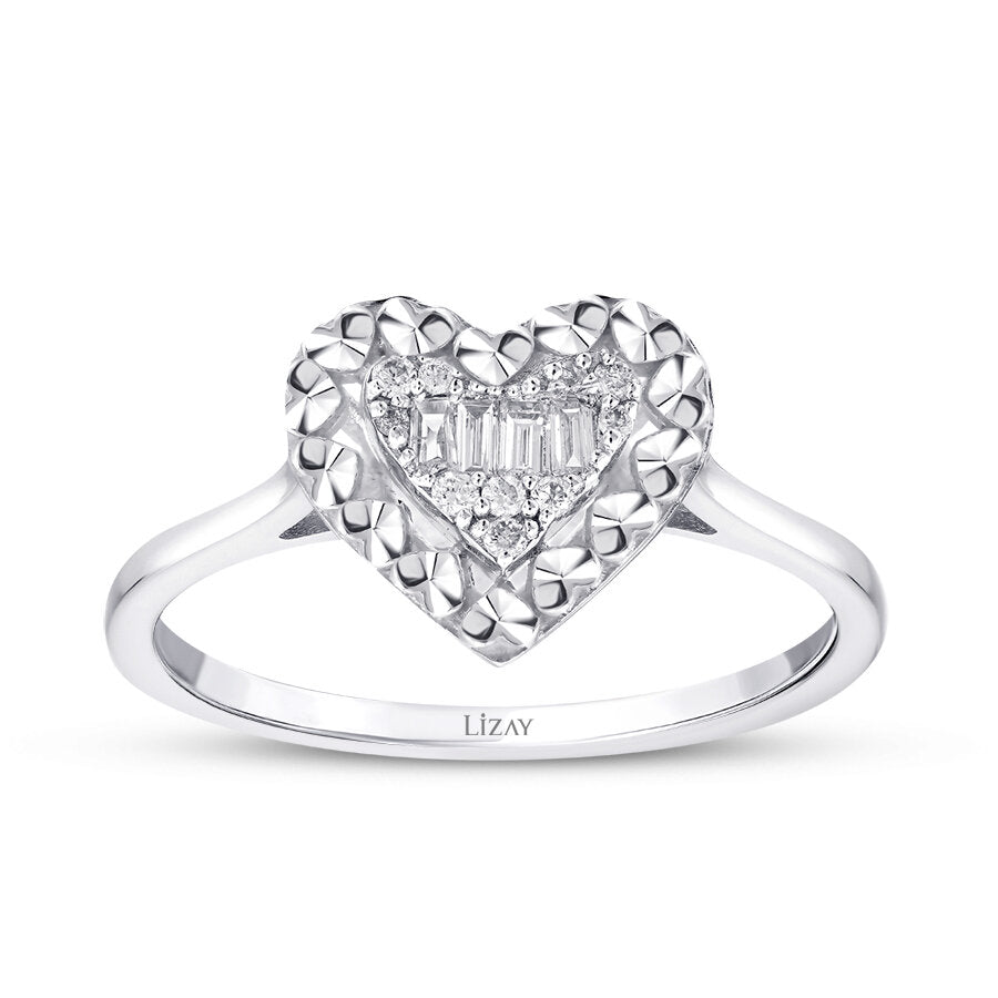 0,10 ct. Diamant Baguette Herz Ring