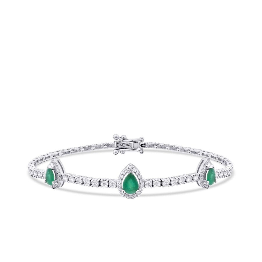 2,45 ct. Diamant Tropfen Smaragd Armband