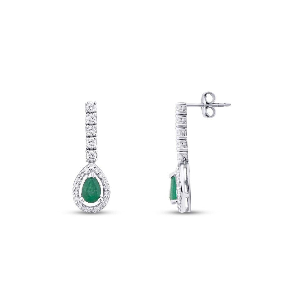 1,40 ct. Diamant Tropfen Smaragd Ohrringe