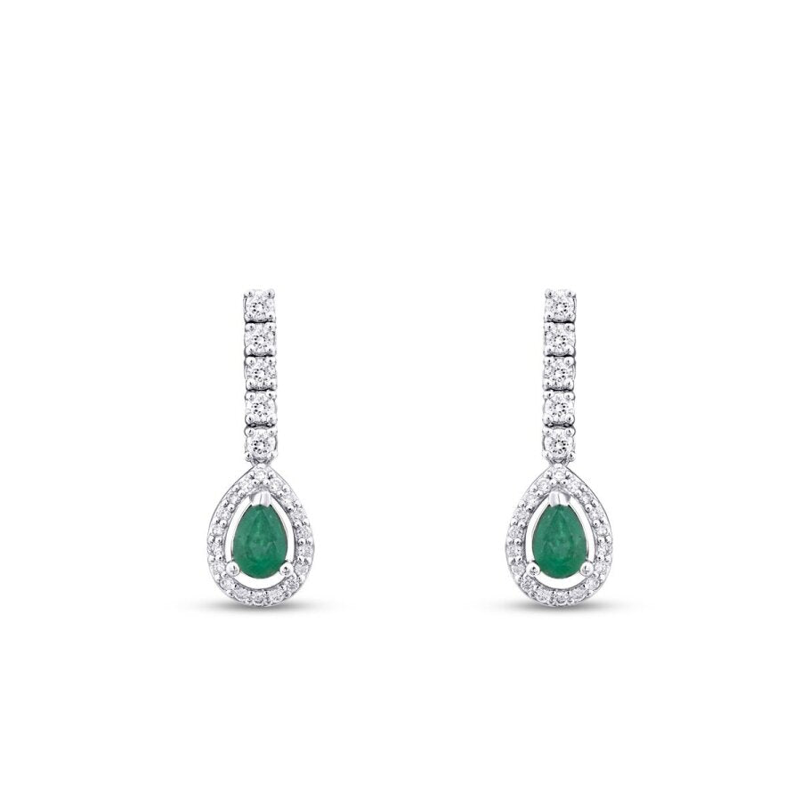 1,40 ct. Diamant Tropfen Smaragd Ohrringe