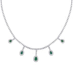 5,80 ct. Diamant Tropfen Smaragd Halskette