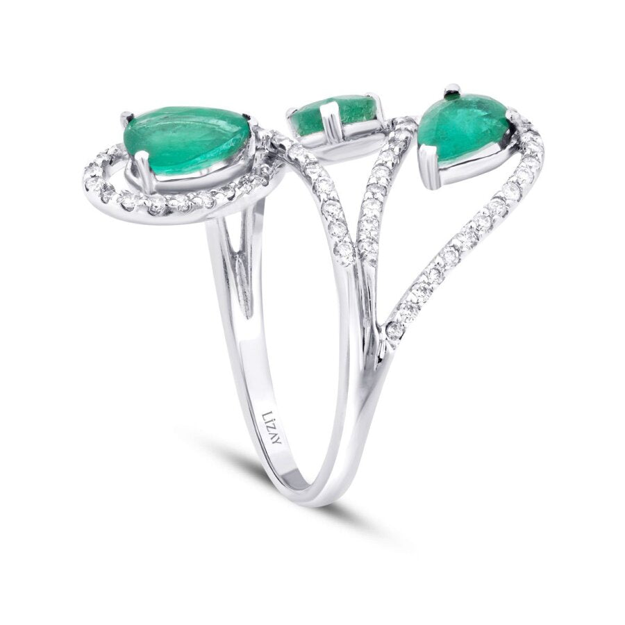 2,35 ct. Diamant Tropfen Smaragd Ring