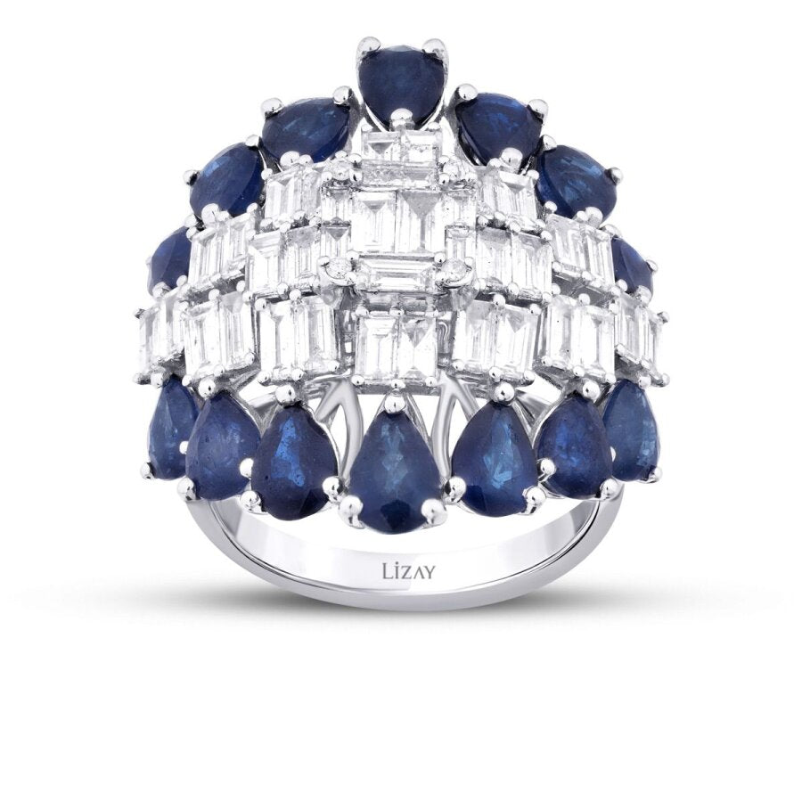 8,09 ct. Diamant Tropfen Saphir Trend Ring