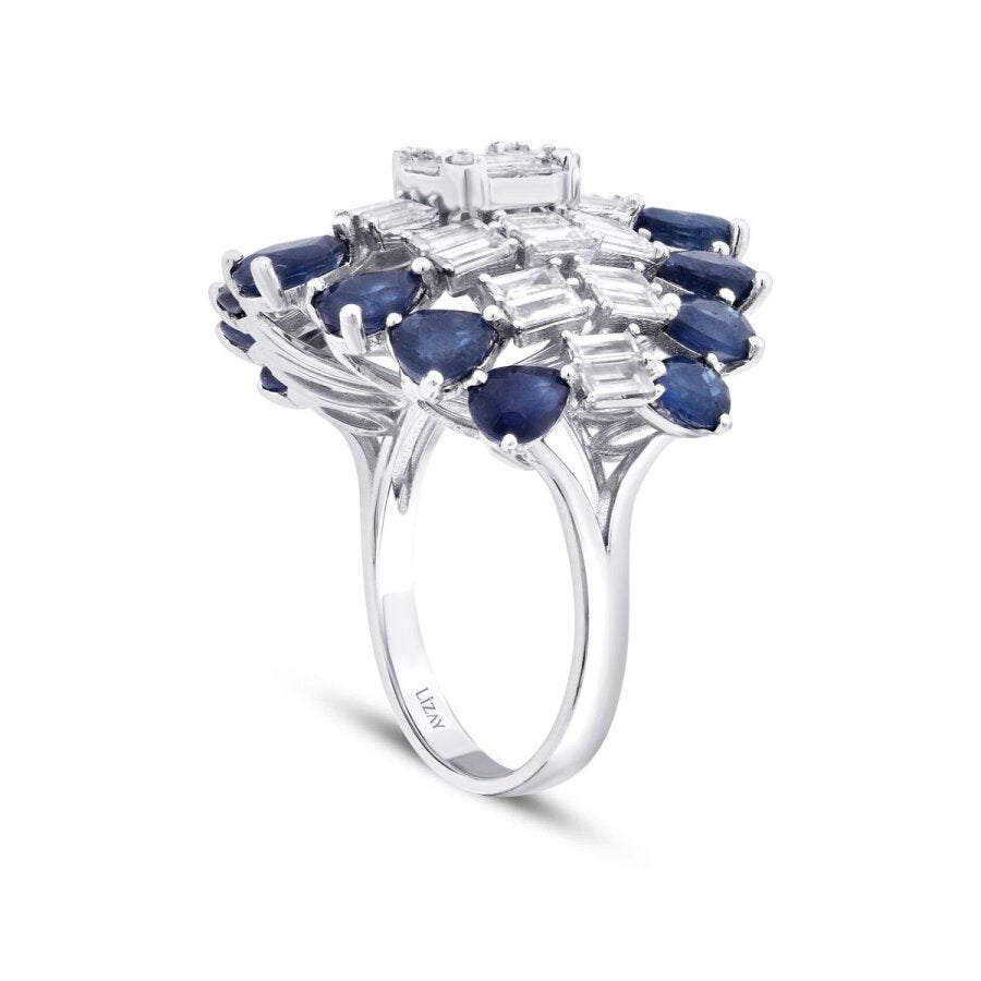 8,09 ct. Diamant Tropfen Saphir Trend Ring