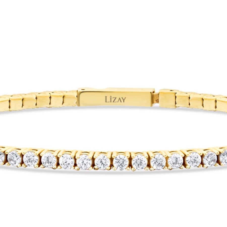 Tennis-Armband mit Verschluss aus Gold