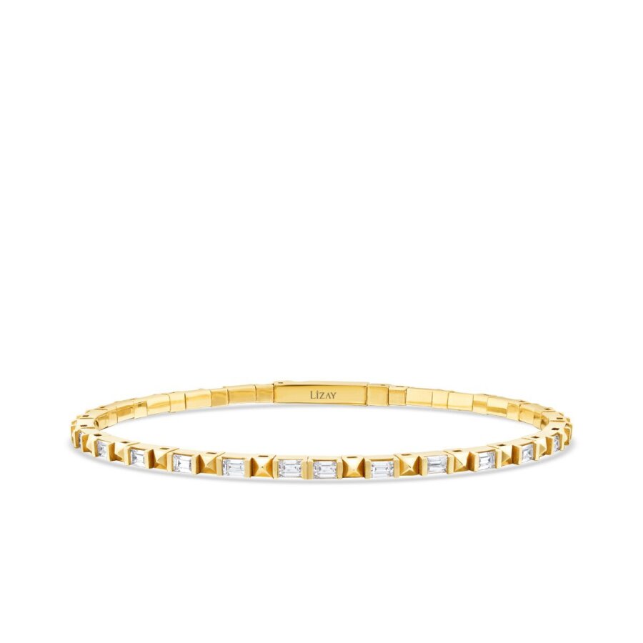 Baguette-Armreif mit Verschluss aus Gold