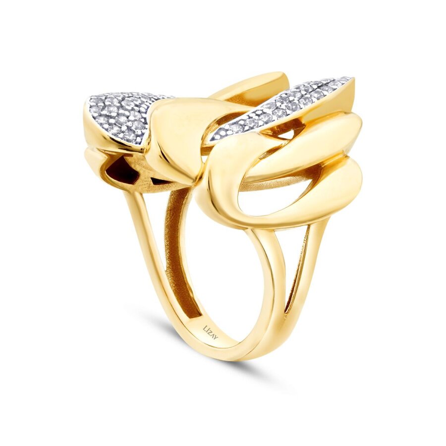 Geometrischer Gliederring mit Stein aus Gold