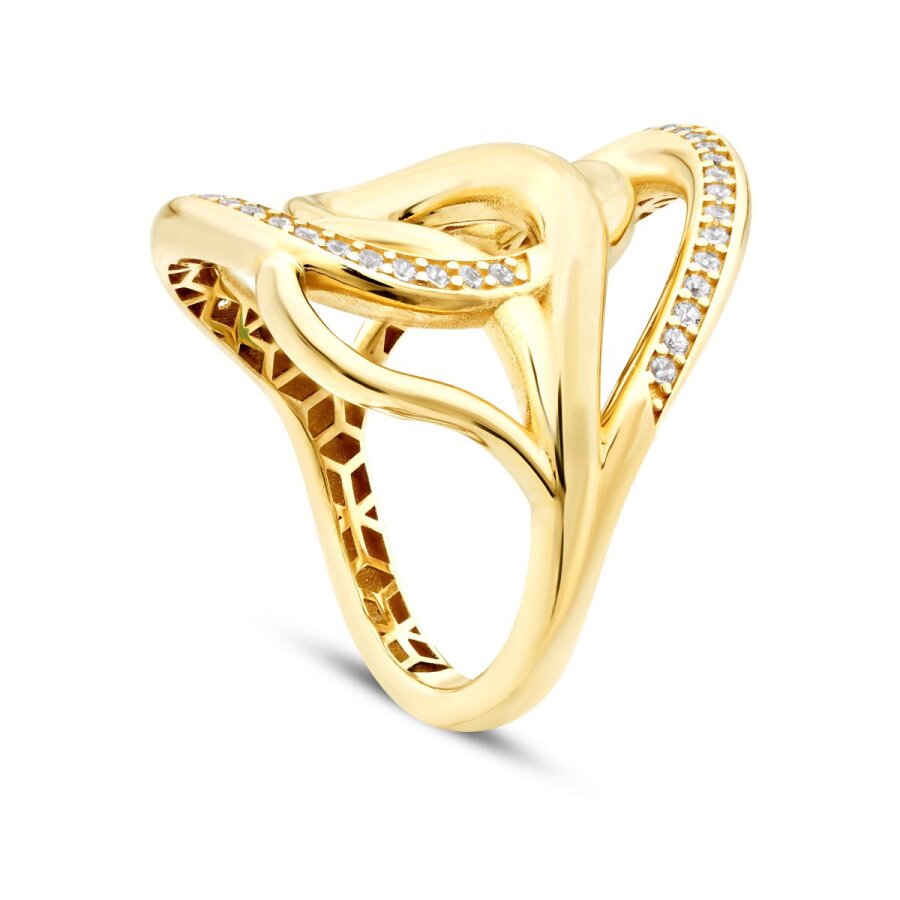 Geometrischer Trend-Ring mit Stein aus Gold