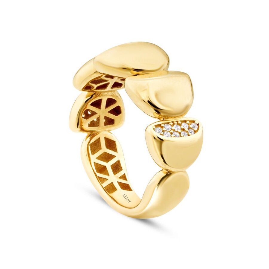 Geschwungener Trend-Ring mit Stein aus Gold