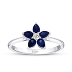 0,56 ct. Diamant Tropfen Saphir Blume Ring