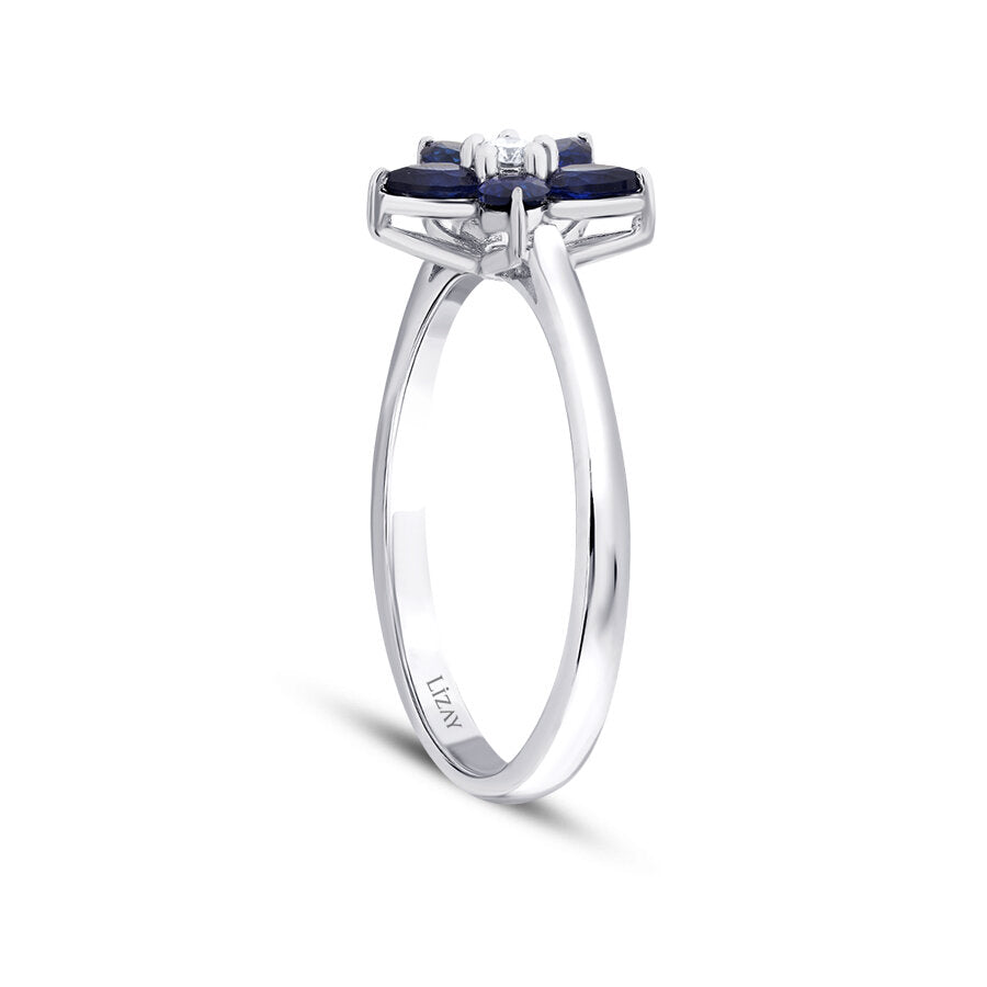 0,56 ct. Diamant Tropfen Saphir Blume Ring