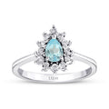 0,57 ct. Diamant Tropfen Blauer Topas Ring