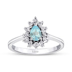 0,57 ct. Diamant Tropfen Blauer Topas Ring