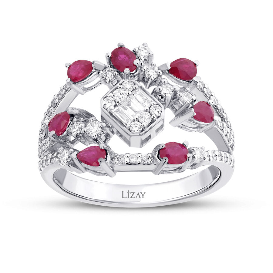 1,12 ct. Diamant Tropfen Rubin Ring
